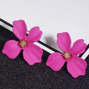 fuchsia pink orchid earrings